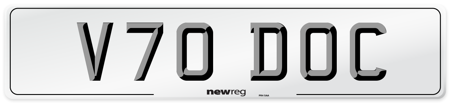 V70 DOC Number Plate from New Reg